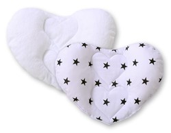 Slika od Dvostruki jastuk za glavu, bijeli sa crnim zvijezdicama